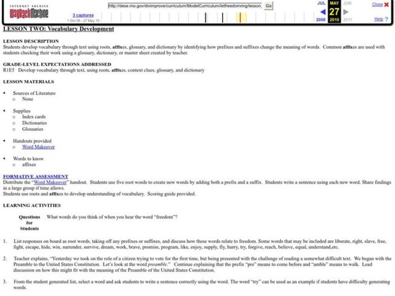 Vocabulary Development Lesson Plan