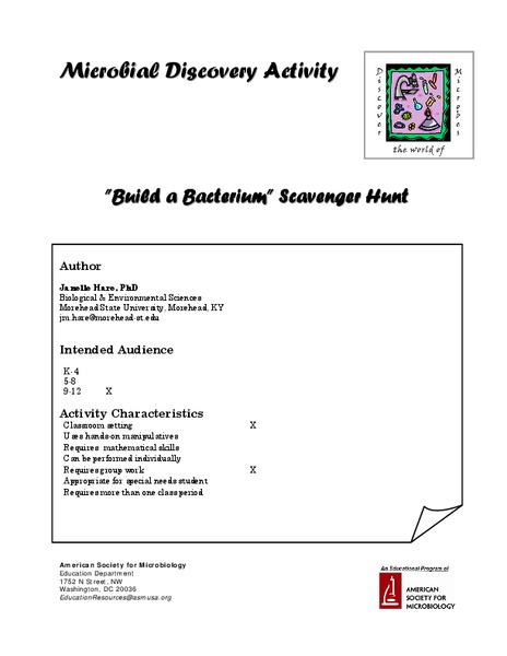 ”Build a Bacterium” Scavenger Hunt Lesson Plan