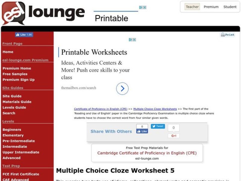 Vocabulary Multiple Choice Worksheet 5 Worksheet
