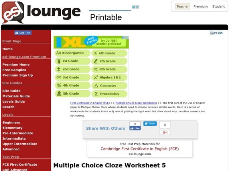 Vocabulary Multiple Choice Worksheet 5 Worksheet