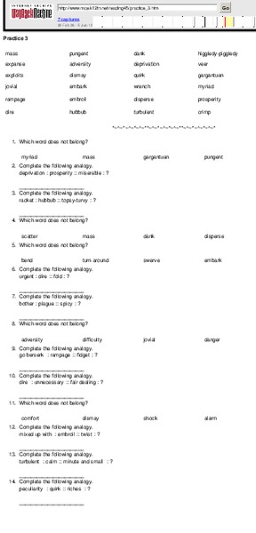 Vocabulary Practice 3 Worksheet