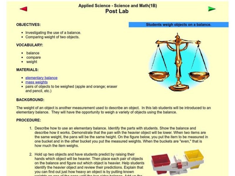 Applied Science - Science and Math Post Lab Lesson Plan