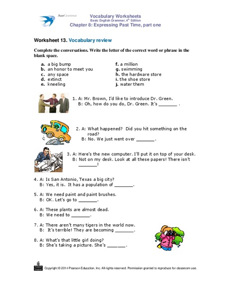 Vocabulary Review Worksheet