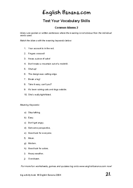 Vocabulary Skills Lesson Plan