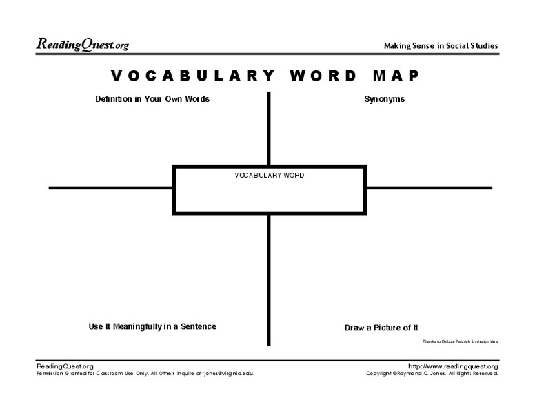Vocabulary Word Map Worksheet