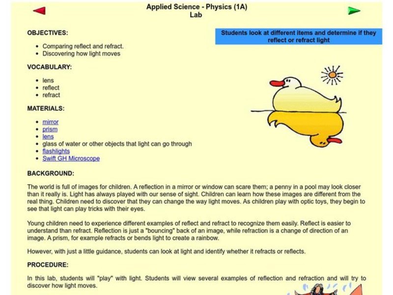 Applied Science - Physics Lab Lesson Plan