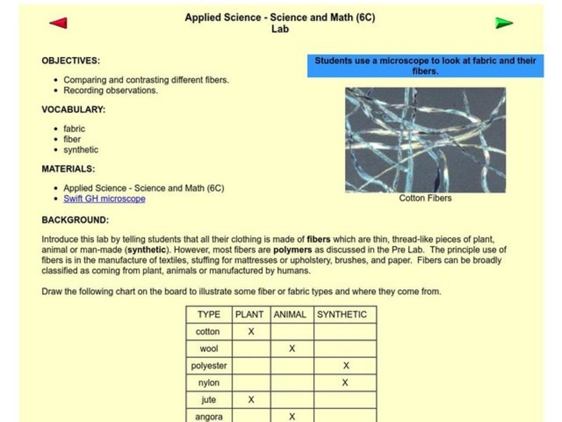 Applied Science - Science and Math Lab Lesson Plan