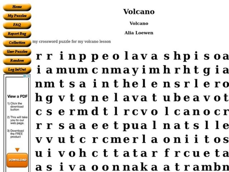 Volcano Worksheet
