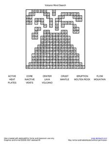 Volcano Word Search Worksheet