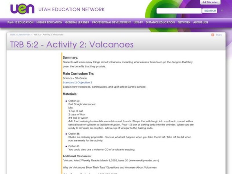 Volcanoes Lesson Plan