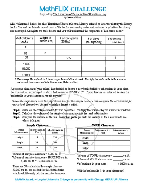 Volume Worksheet