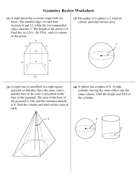 Volume and Surface Area Worksheet