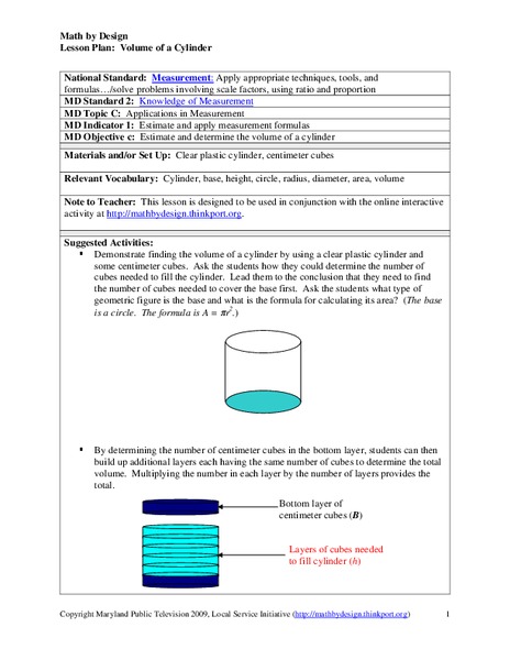 Volume of a Cylinder Lesson Plan