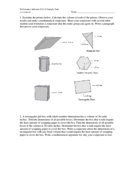 Volume of a prism Lesson Plan