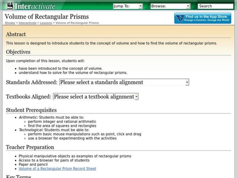 Volume of Rectangular Prisms Lesson Plan
