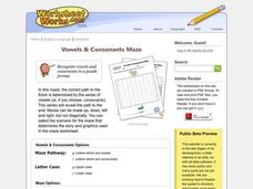 Vowels and Consonants Maze Worksheet