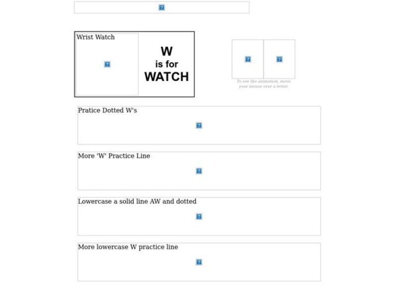 W is for Watch Worksheet