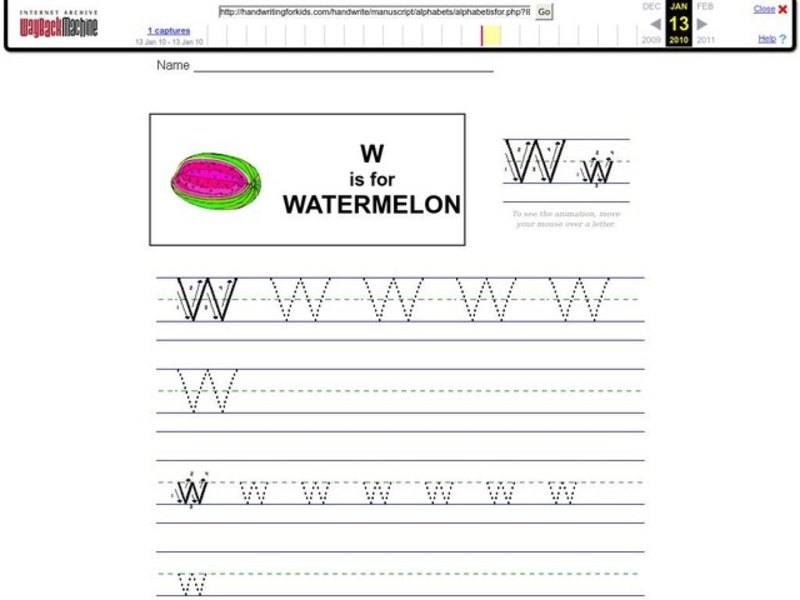 W is for Watermelon Worksheet