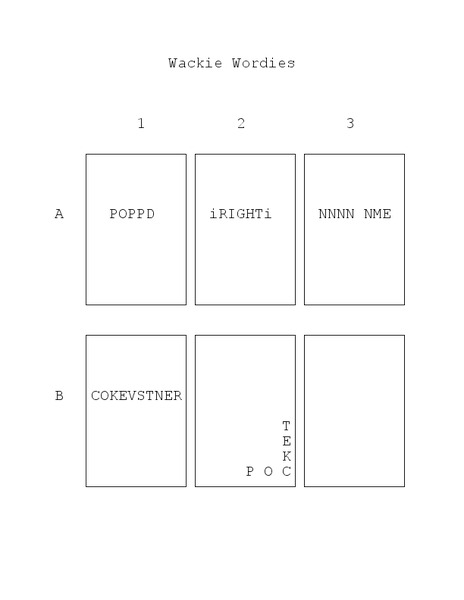 Wackie Wordies Worksheet