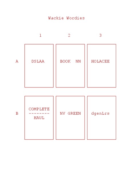 Wackie Wordies Worksheet