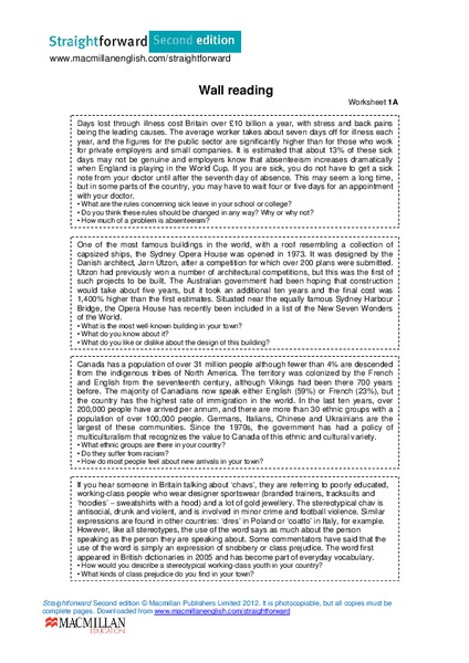 Wall Reading Lesson Plan