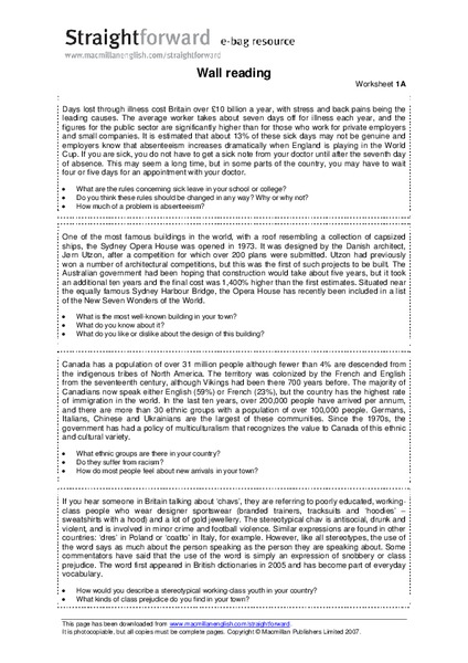 Wall Reading Lesson Plan