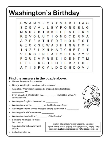 Washington's Birthday Worksheet