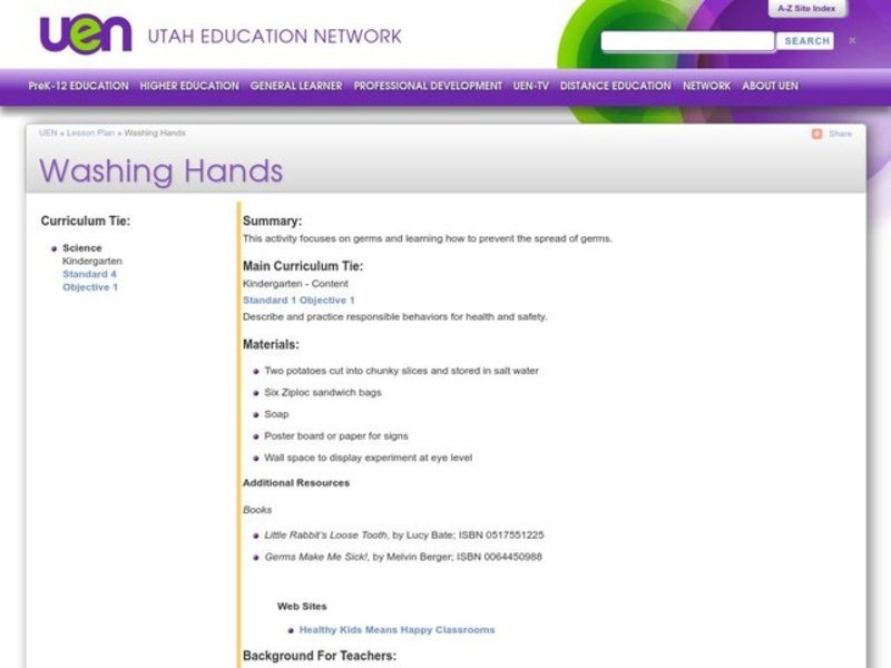 Washing Hands Lesson Plan