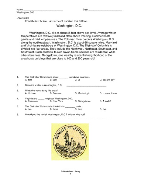 Washington, D.C. Worksheet