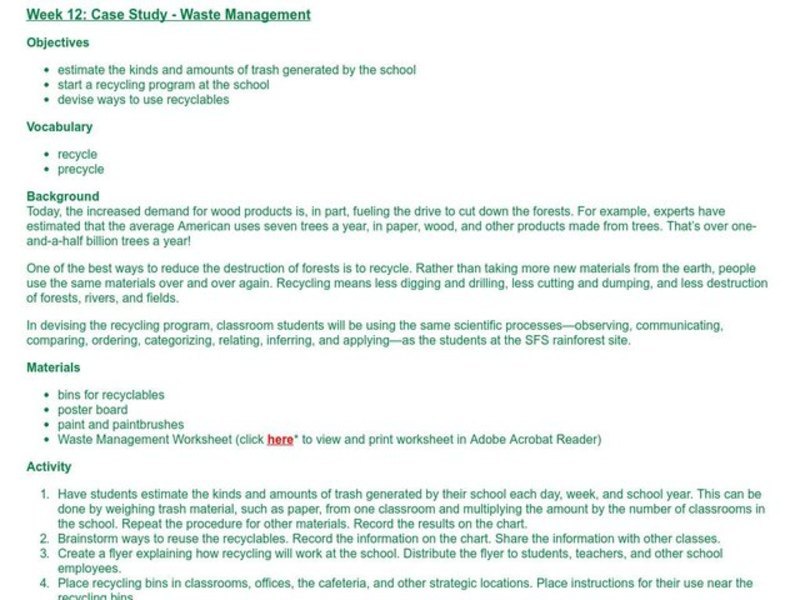 Waste Management Lesson Plan