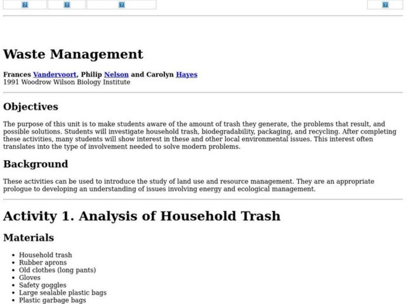 Waste Management Lesson Plan