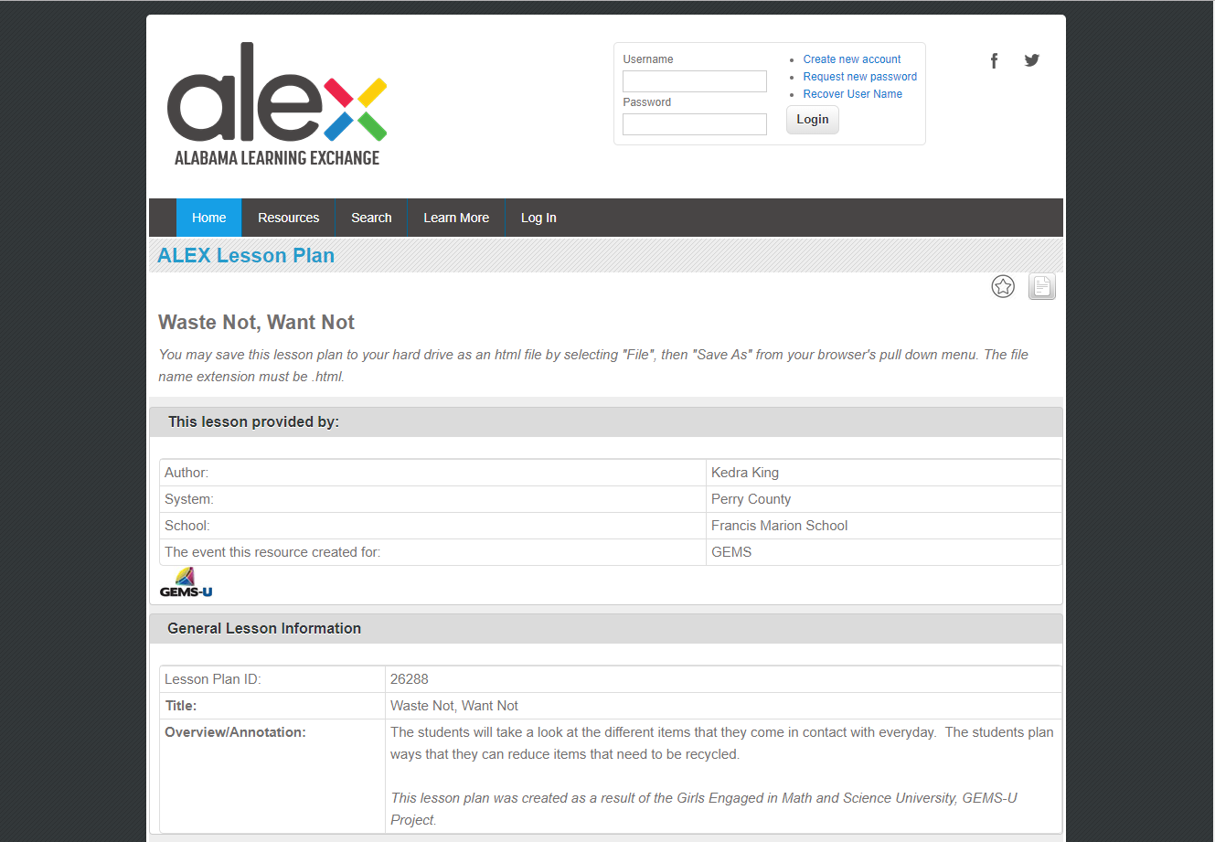 Waste Not, Want Not Lesson Plan