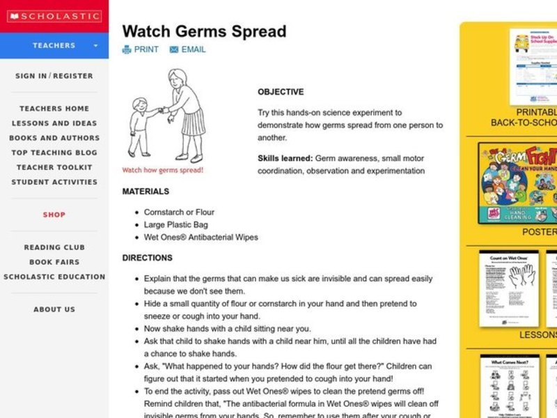 Watch Germs Spread Lesson Plan