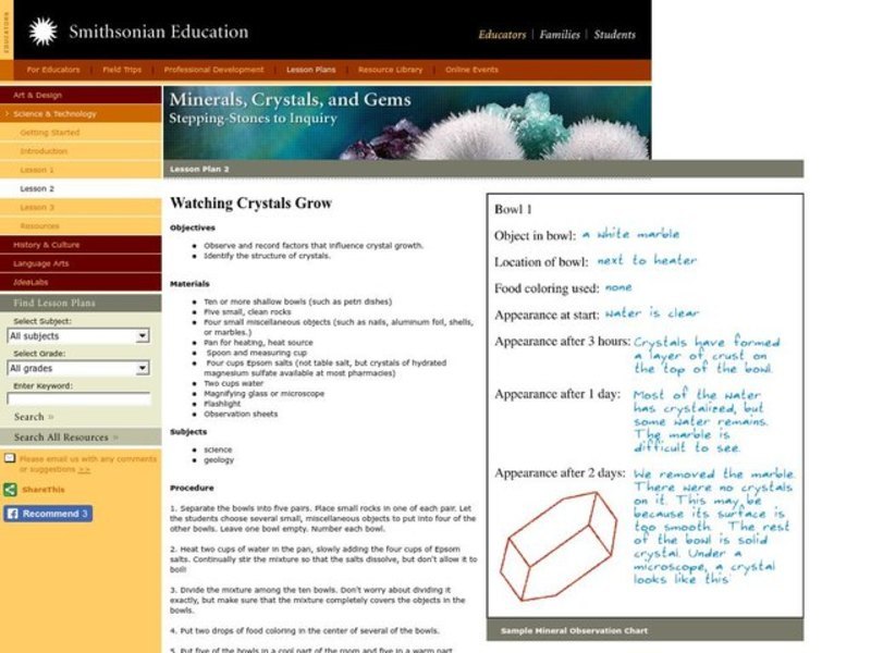 Watching Crystals Grow Lesson Plan