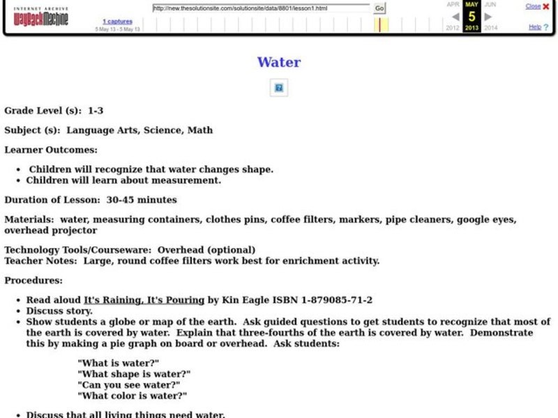 Water Lesson Plan