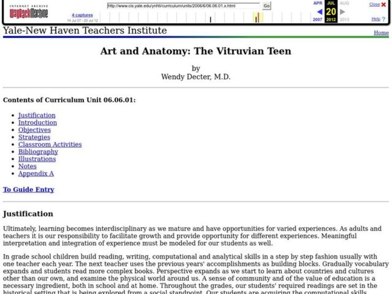 Art and Anatomy: The Vitruvian Teen Lesson Plan