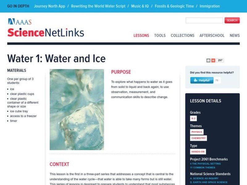 Water and Ice Lesson Plan
