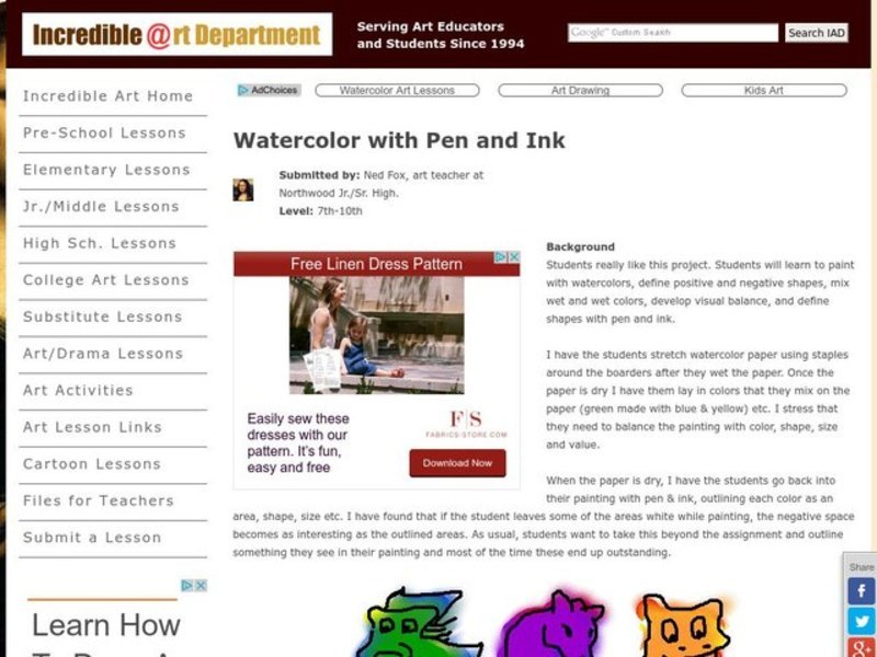 Water Color - Pen & Ink Lesson Plan