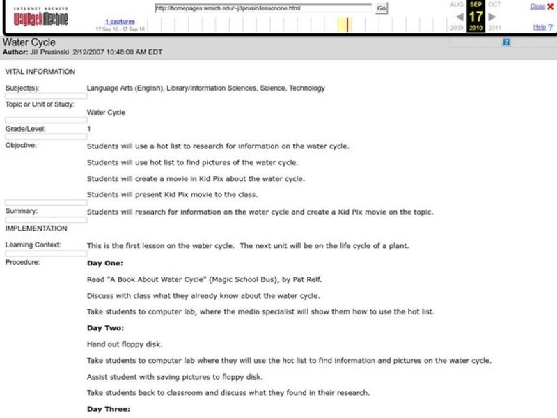 Water Cycle Lesson Plan