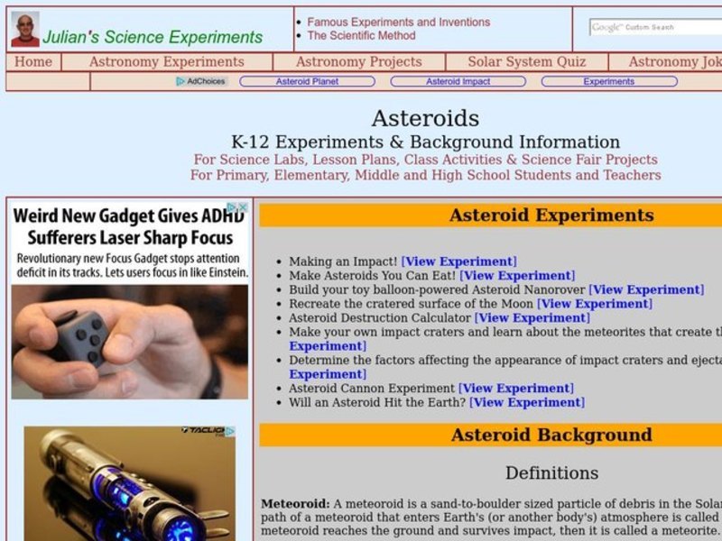 Asteroids Lesson Plan