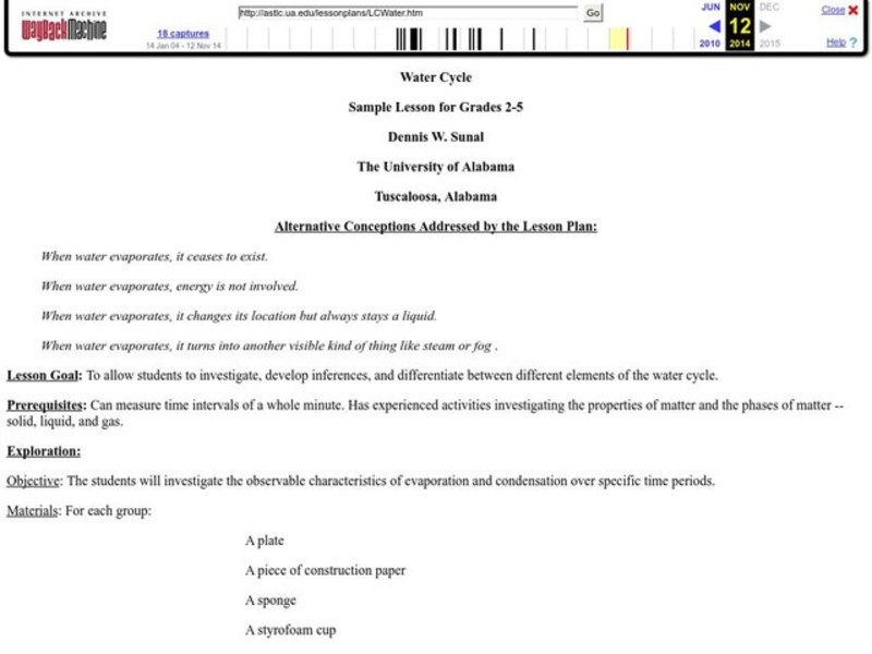 Water Cycle Lesson Plan