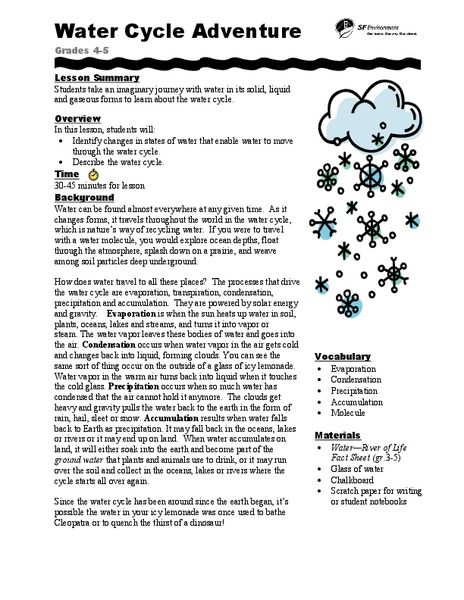 Water Cycle Adventure Lesson Plan