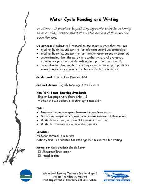 Water Cycle Reading and Writing Lesson Plan