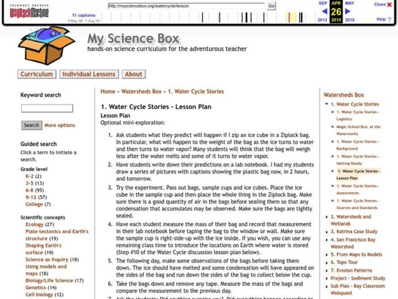 Water Cycle Stories Lesson Plan