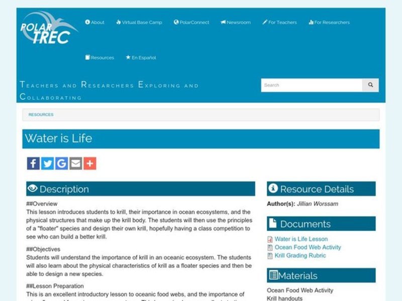 Water is Life Lesson Plan