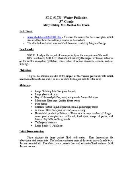 Water Pollution Lesson Plan