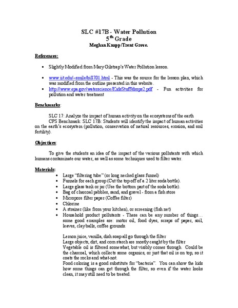 Water Pollution Lesson Plan