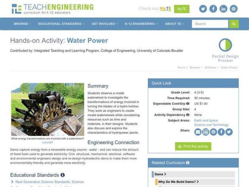 Water Power Lesson Plan
