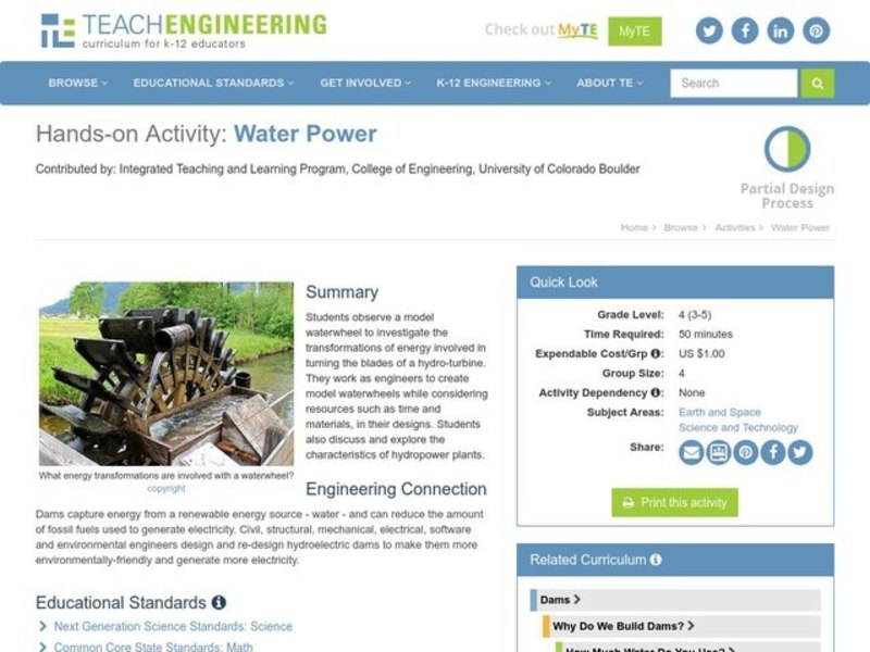 Water Power Lesson Plan