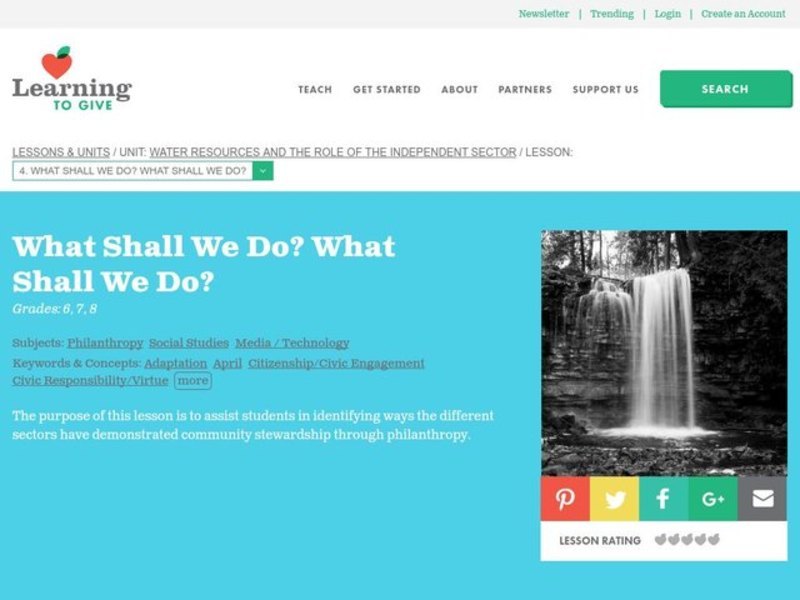 Water Resources and the Role of the Independent Sector Lesson Plan